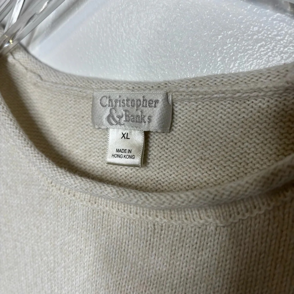 Christopher & Banks Y2K Embroidered Cat Cotton Sweater Size XL